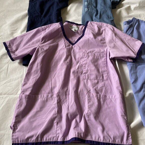 Scrub Tops Greys Anatomy Carharrt Sz XS Medical School Gray Luxe Lot of 5 Nurse - Picture 4 of 12